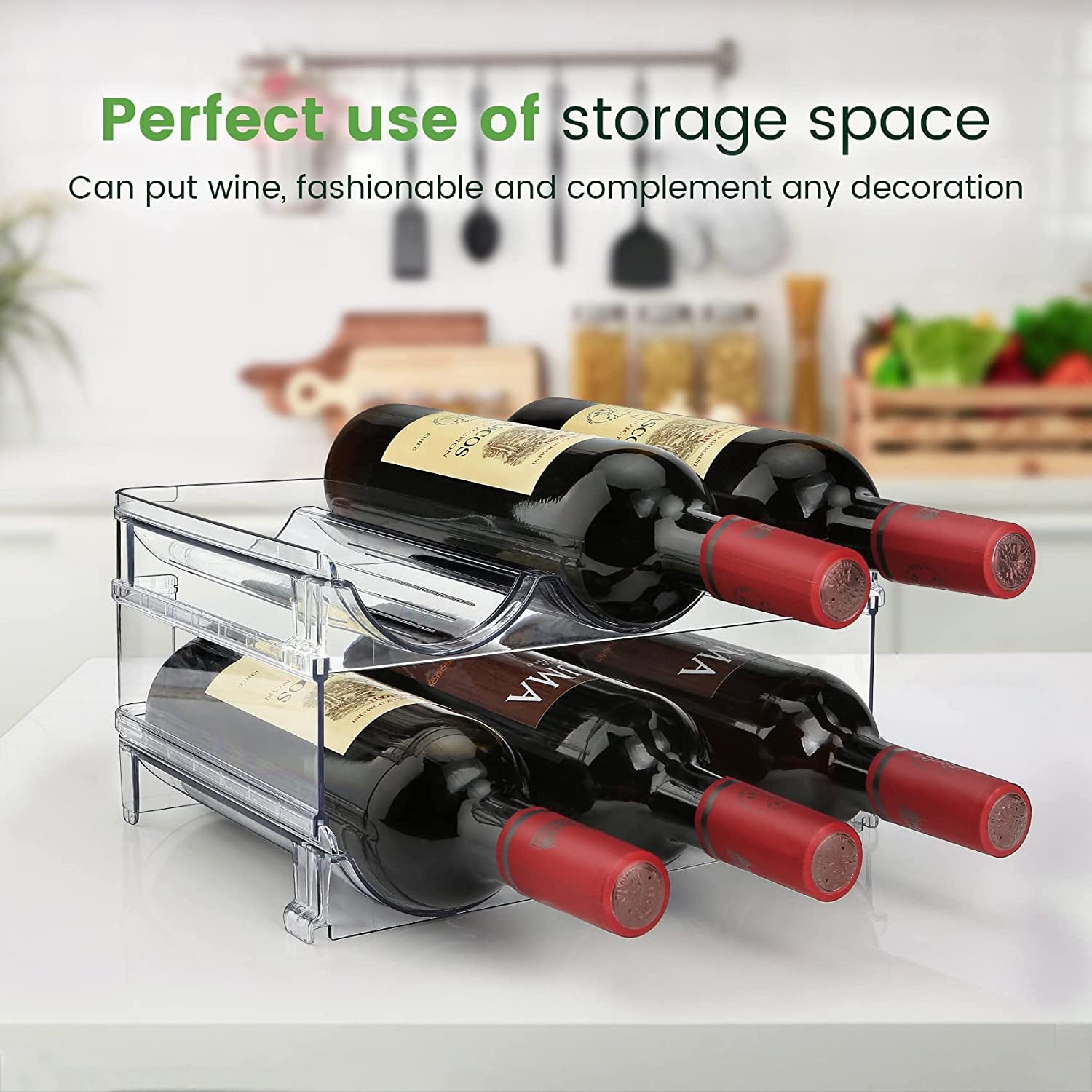 Water Bottle Organizer for Cabinet, Water Bottle Storage Organizer, 2 Packs Water Bottle Storage Rack, Water Bottle Holder for Cabinet, Stackable Water Bottle Storage Rack | 2 Packs Tumbler Organizer, Water Bottle Holder for Cabiner, Fridge, Kitchen, Desktop, Pantry