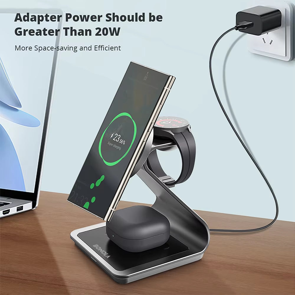 Magnetic 3 in 1 Wireless Charger Station for Samsung S24 Ultra/S25/26 Fast Charging Stand for Galaxy Watch 8/7/6/Earbuds